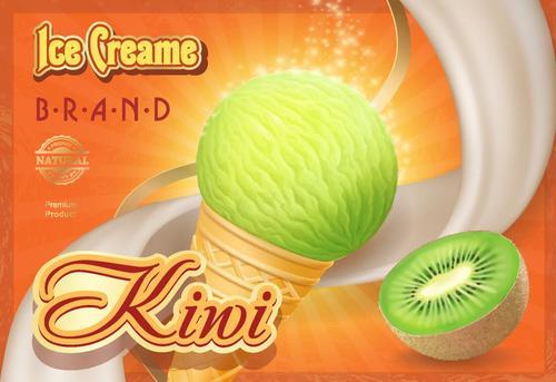 Kiwi ice cream poster vector material