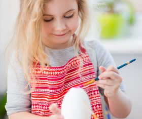Little girl doing handmade Stock Photo 02