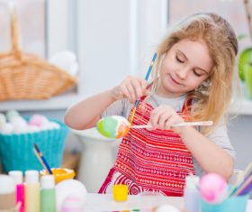 Little girl doing handmade Stock Photo 03