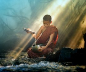 Little monk Stock Photo