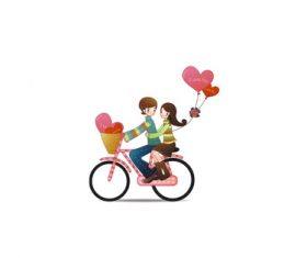 Love cartoon bike lovers vector pattern