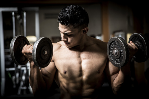 Man doing body building in the gym Stock Photo 02