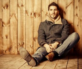 Man sitting on the floor Stock Photo