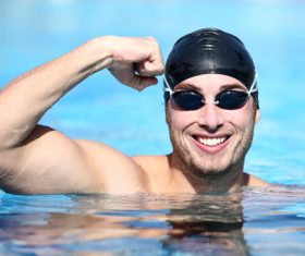 Man swimming in the pool Stock Photo