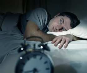 Man who is insomnia at night Stock Photo 01