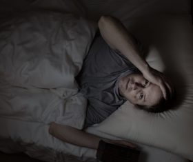 Man who is insomnia at night Stock Photo 02