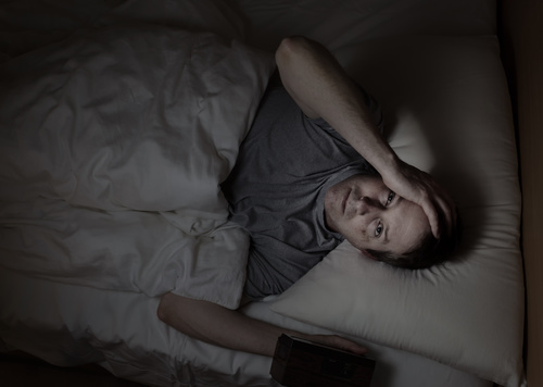 Man who is insomnia at night Stock Photo 02