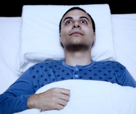 Man who is insomnia at night Stock Photo 03