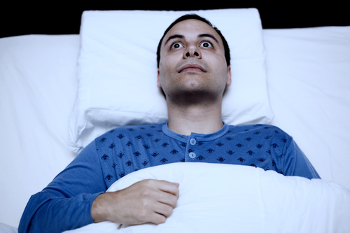 Man who is insomnia at night Stock Photo 03