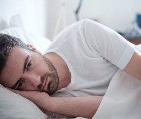 Man who is insomnia at night Stock Photo 05