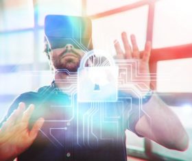 Man with glasses of virtual reality Stock Photo 02