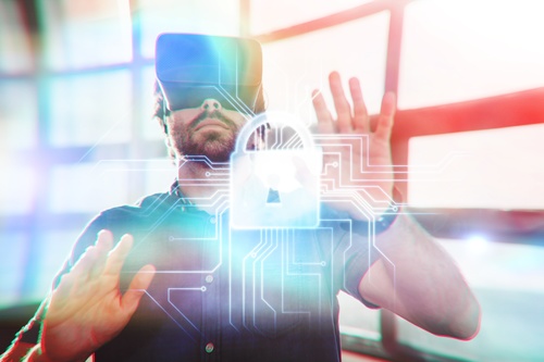 Man with glasses of virtual reality Stock Photo 02