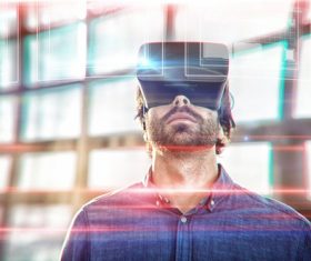 Man with glasses of virtual reality Stock Photo 03
