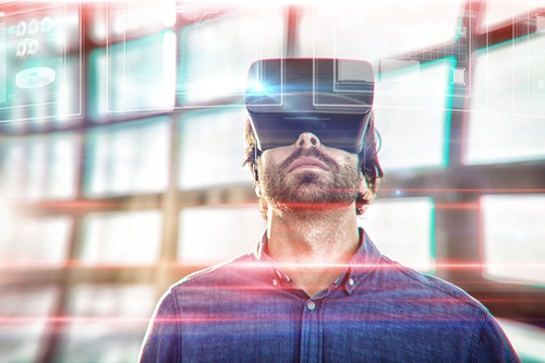Man with glasses of virtual reality Stock Photo 03