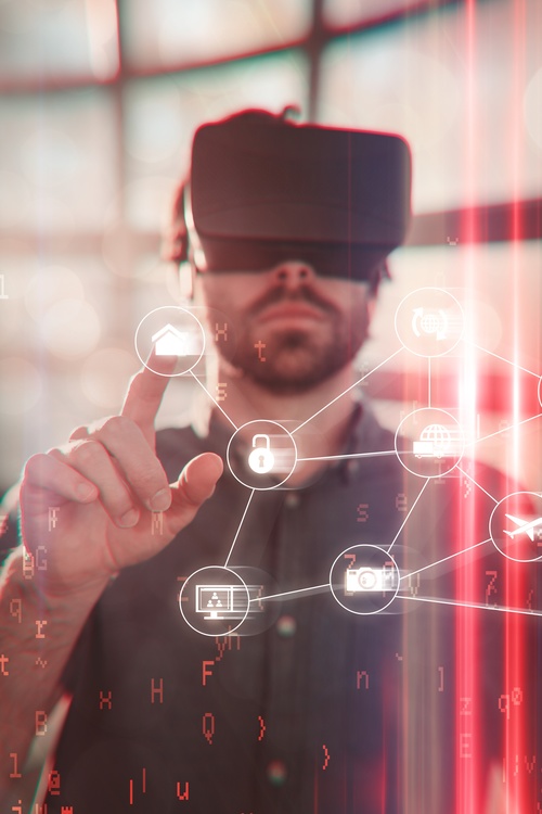 Man with glasses of virtual reality Stock Photo 04