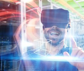 Man with glasses of virtual reality Stock Photo 05