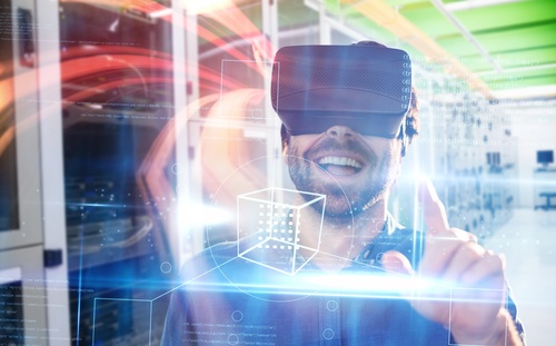 Man with glasses of virtual reality Stock Photo 05