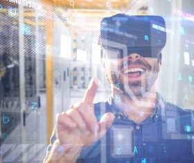 Man with glasses of virtual reality Stock Photo 06