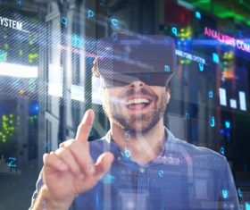Man with glasses of virtual reality Stock Photo 08