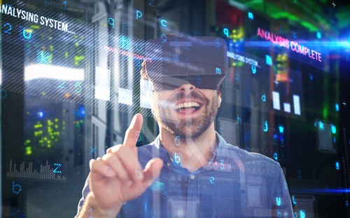 Man with glasses of virtual reality Stock Photo 08