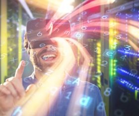 Man with glasses of virtual reality Stock Photo 09