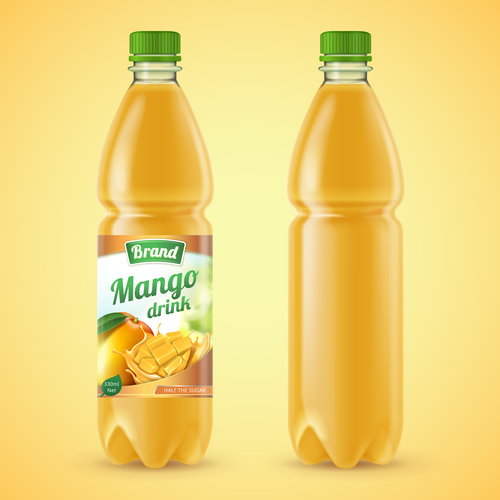 Mango drink bottle backage vector