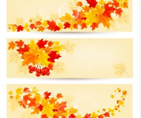 Maple leaves with autumn banners vector 02