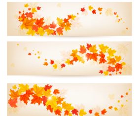 Maple leaves with autumn banners vector 03