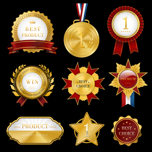 Medals and badges creative design vector
