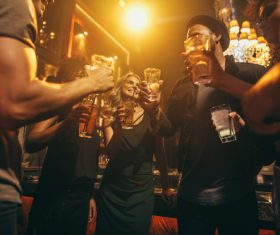 Men and women party toast to celebrate Stock Photo 02