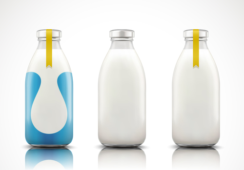 Milk with package bottle vector