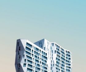 Modern prismatic high-rise building Stock Photo