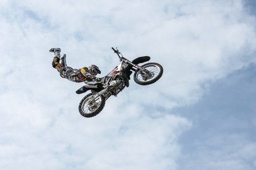 Motorcycle stunt show Stock Photo