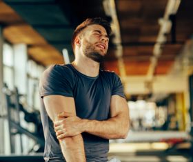 Muscle strain men Stock Photo