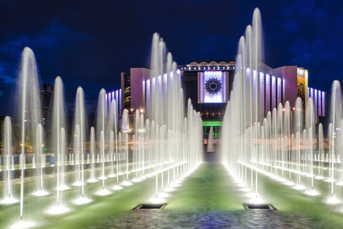 Night light colorful fountain Stock Photo 06