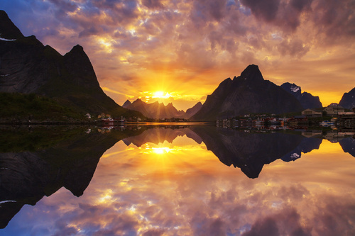Norwegian Bay Sunrise Stock Photo