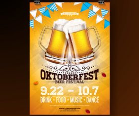 Oktoberfest flyer with poster template vector 02