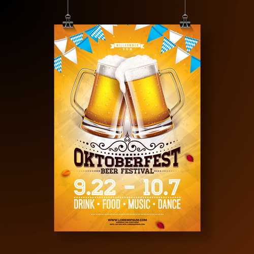 Oktoberfest flyer with poster template vector 02