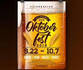 Oktoberfest flyer with poster template vector 03