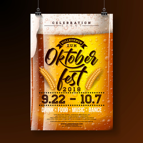 Oktoberfest flyer with poster template vector 03