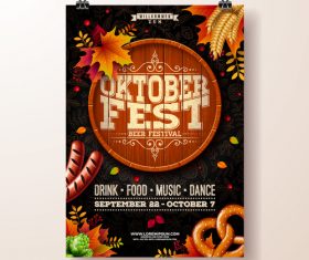 Oktoberfest flyer with poster template vector 04