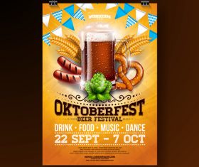 Oktoberfest flyer with poster template vector 05