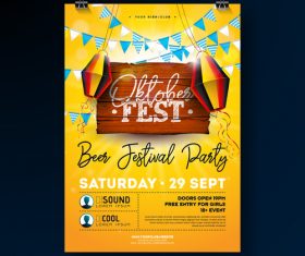 Oktoberfest flyer with poster template vector 06