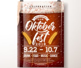 Oktoberfest flyer with poster template vector 07