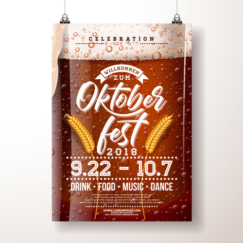 Oktoberfest flyer with poster template vector 07