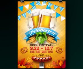 Oktoberfest flyer with poster template vector 08