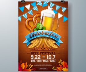 Oktoberfest flyer with poster template vector 09