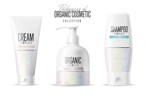 Organic cosmetics packaging design vector 02
