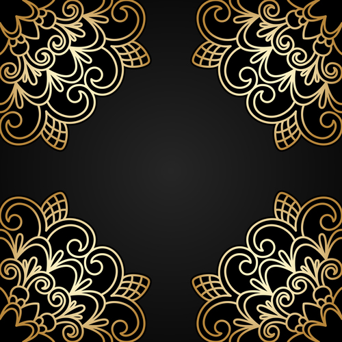 Ornament round golden vector material
