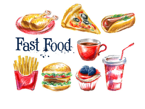 Painted fast food vector